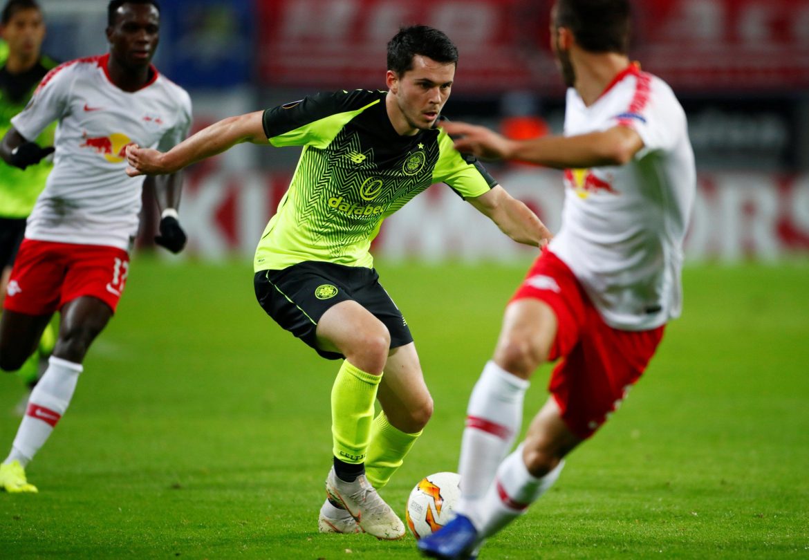 Celtic stars react as Lewis Morgan pictured with Beckham